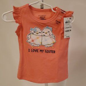 Embroidered T-Shirt, Peach and White, 12-Month (First Impressions)